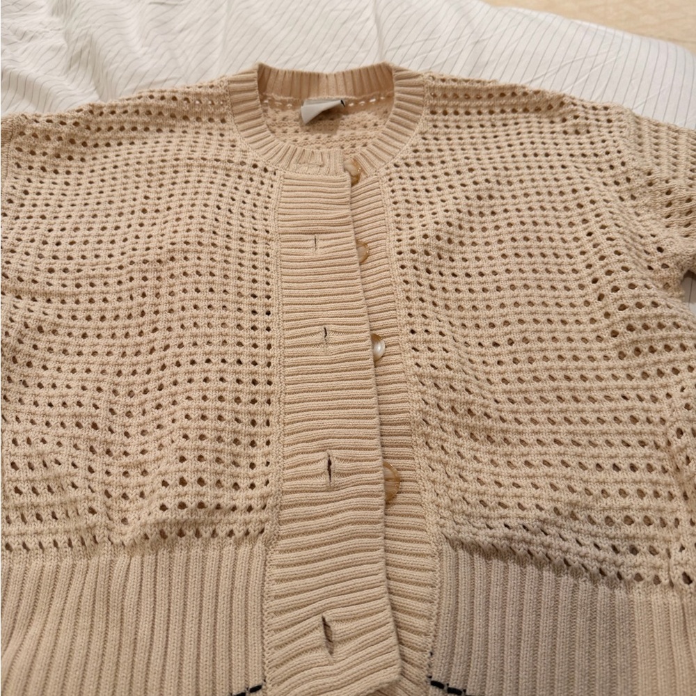 Varley Tan Knit Cardigan